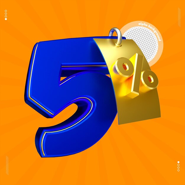 3d render número 5 fuente azul