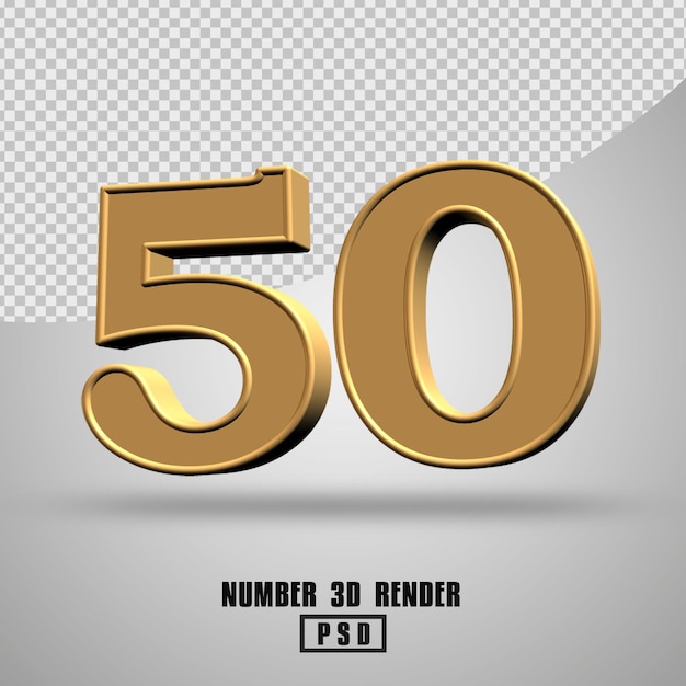 PSD 3d render número 50 estilo dorado