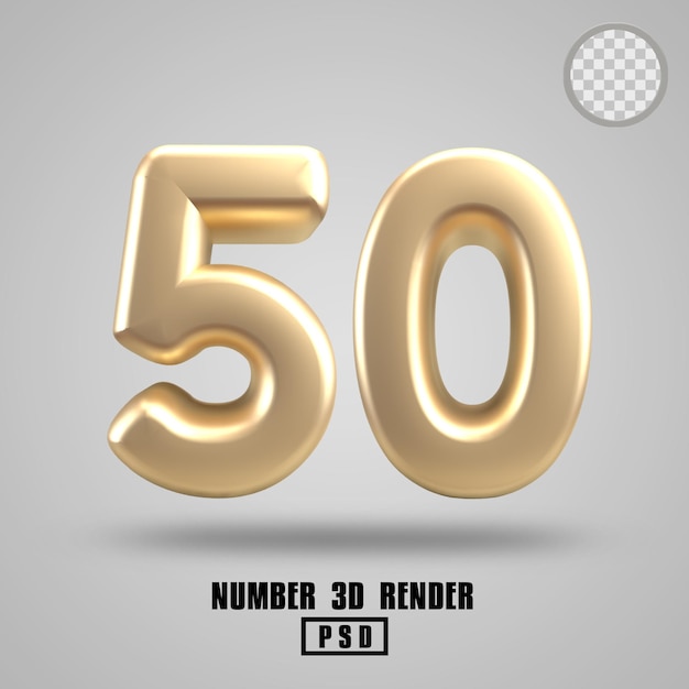 3D render número 50 estilo dorado