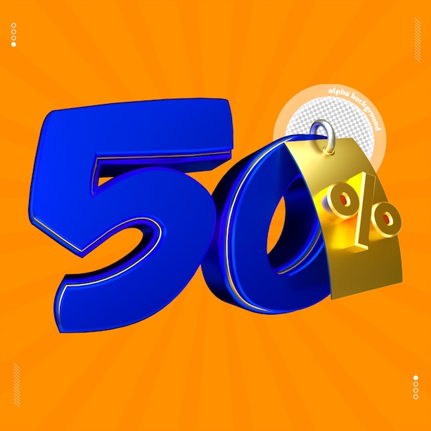 PSD 3d render número 50 fuente azul