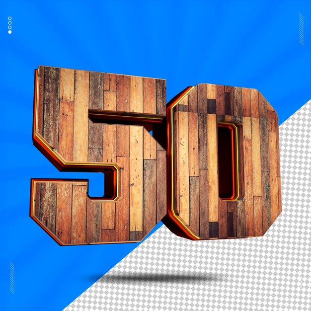 PSD 3d render número 50 fuente madera