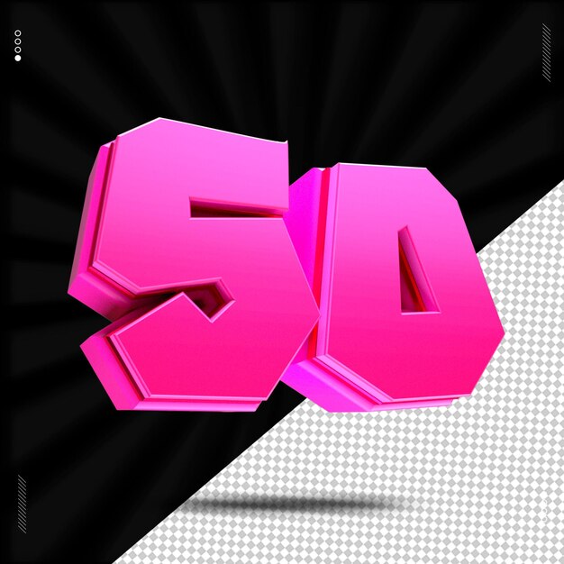 3d render número 50 fuente rosa