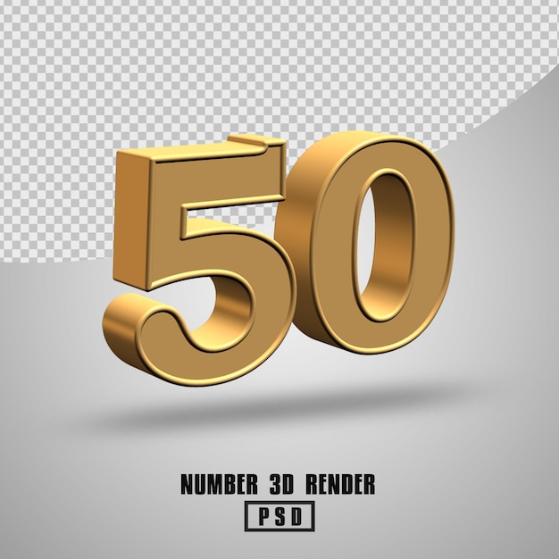 3D render numero 50 stile oro