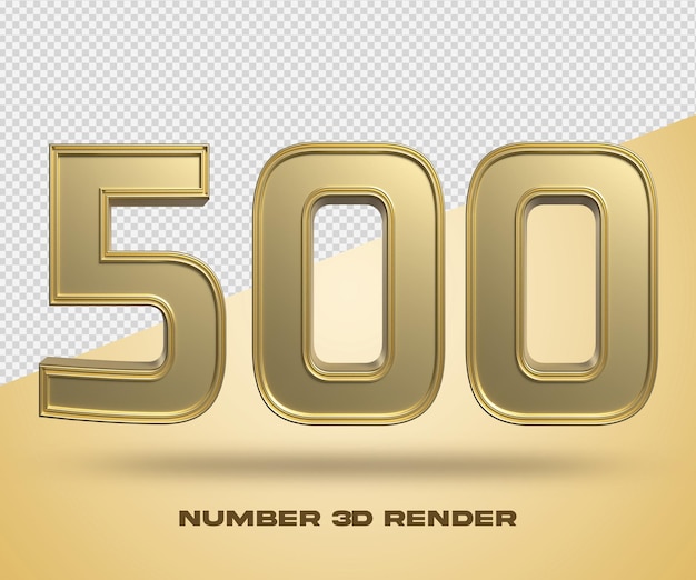 3D render número 500 color dorado