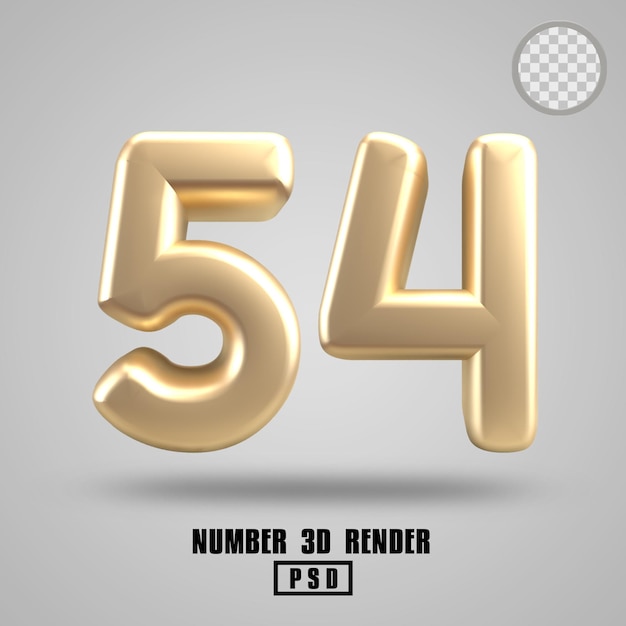 3d render número 54 estilo dorado