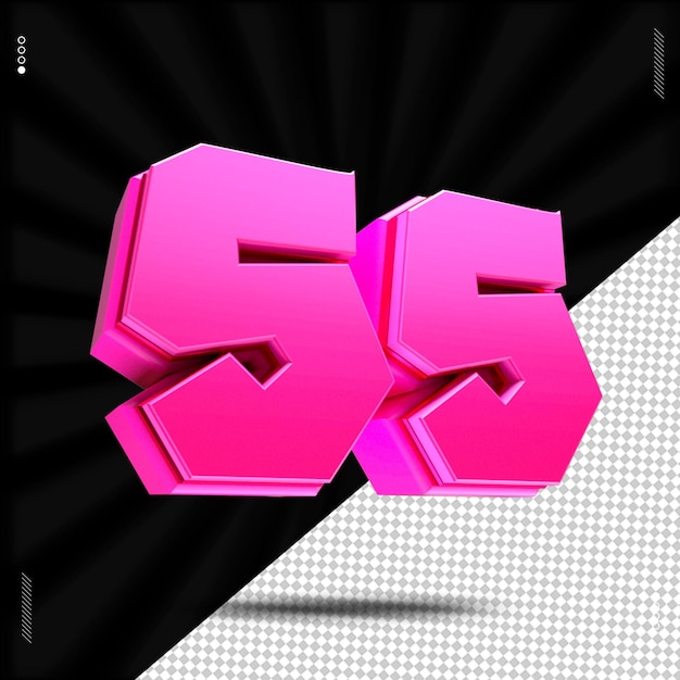 PSD 3d render número 55 fonte rosa