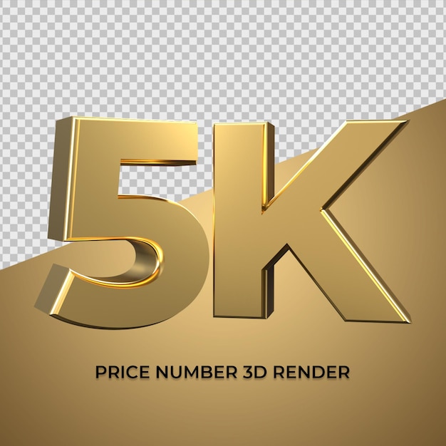 3d render número 5k oro estilo