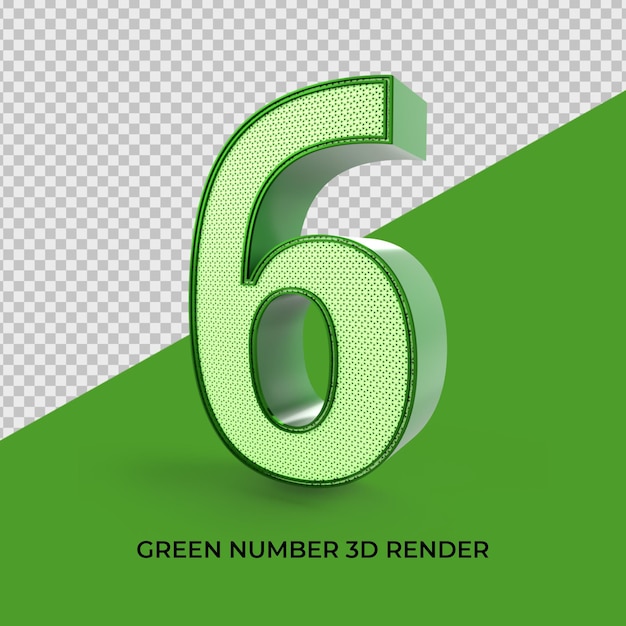 3d render número 6 cor verde