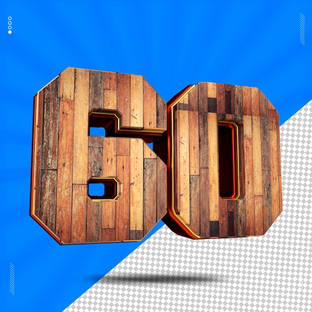 3d render número 60 fuente madera