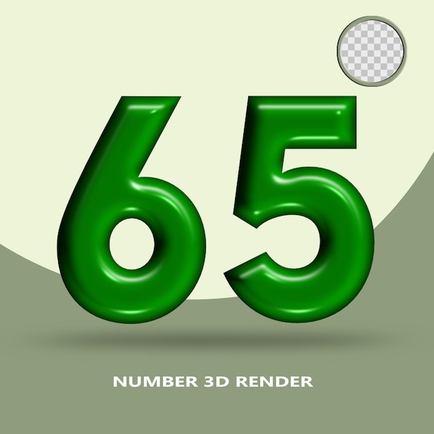 3D render número 65 color de botella verde