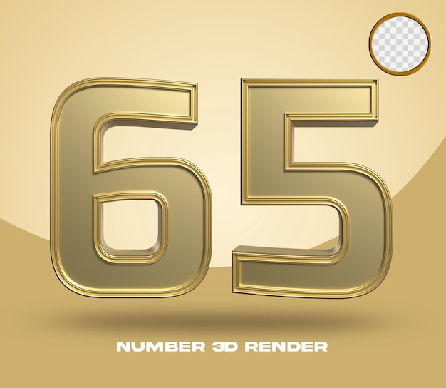 3d render número 65 color dorado