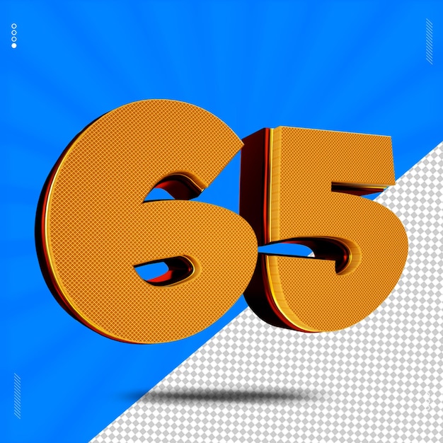 3d render numero 65 font wafer
