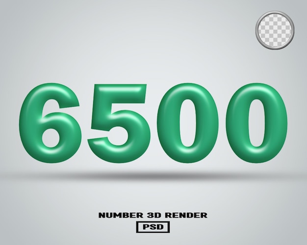3D render número 6500 tosca color brillante