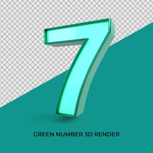 3d render número 7 cor verde