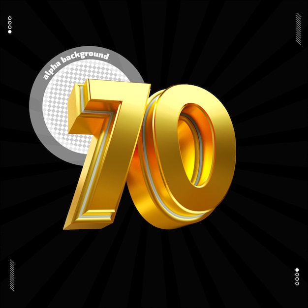 3d render número 70 fonte ouro