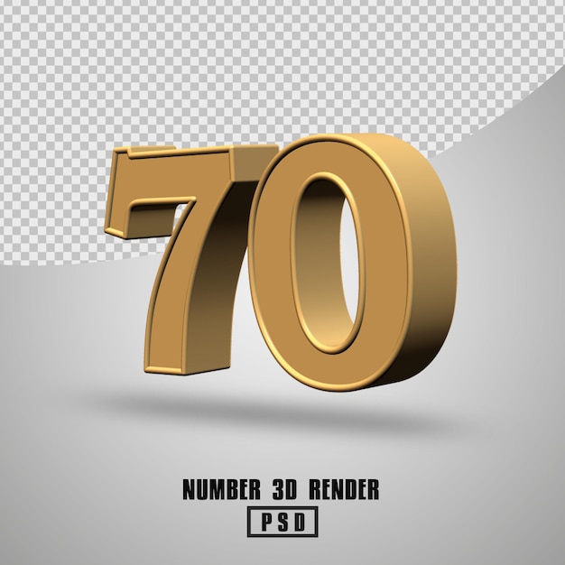 3D render numero 70 stile oro