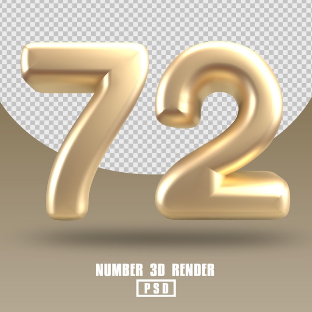 3d render número 72 estilo de ouro