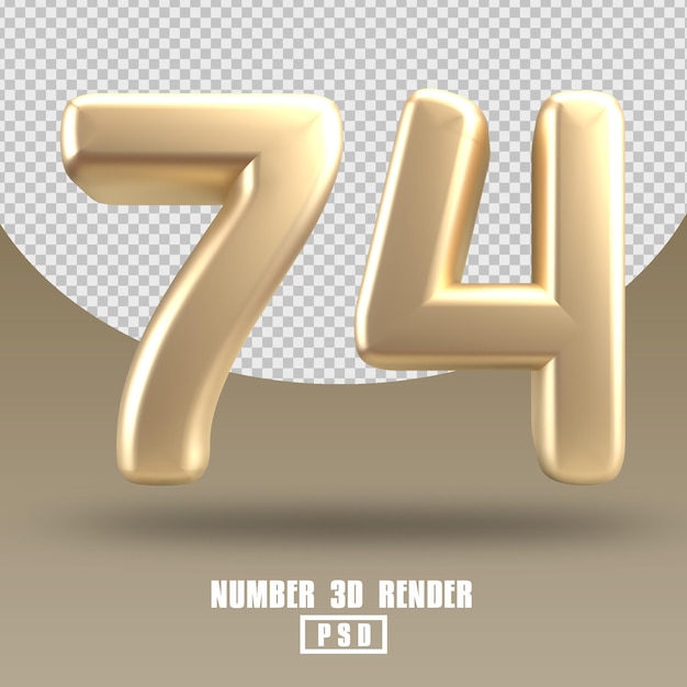 PSD 3d render número 74 estilo de ouro