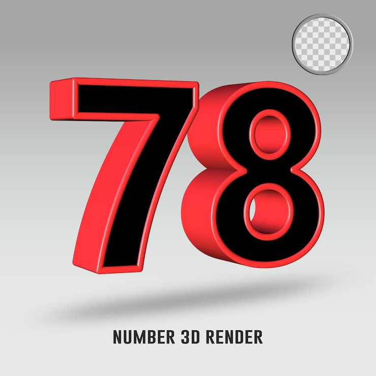 PSD 3d render número 78 color rojo negro