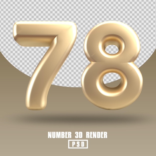 3D render número 78 estilo dorado