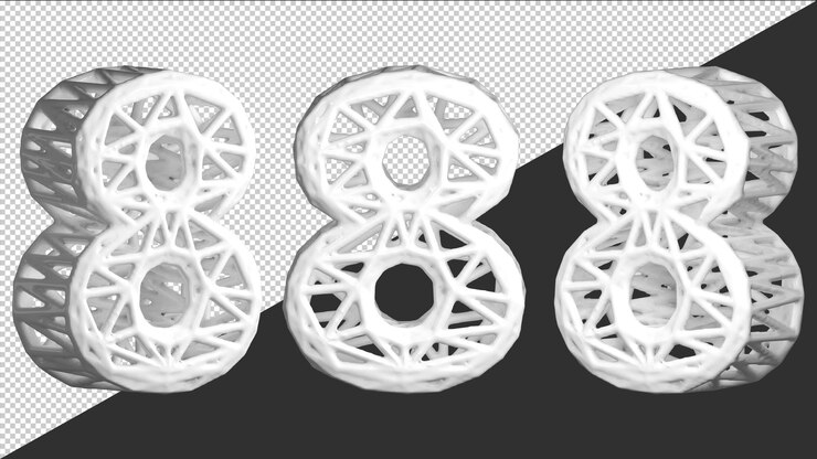 PSD 3d render número 8 blanco abstracto
