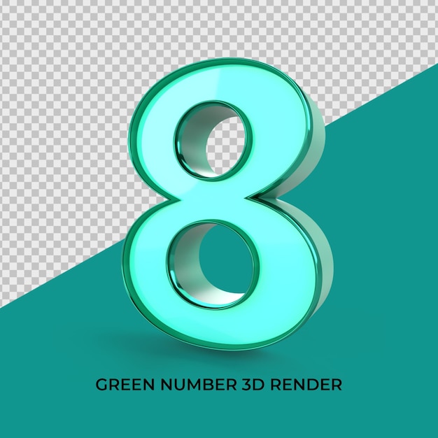 3d render número 8 color verde