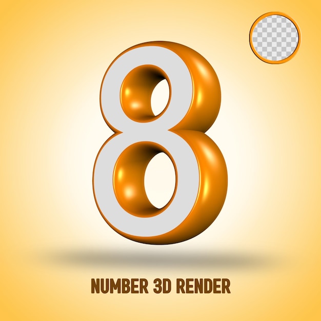 3D render número 8 oro blanco