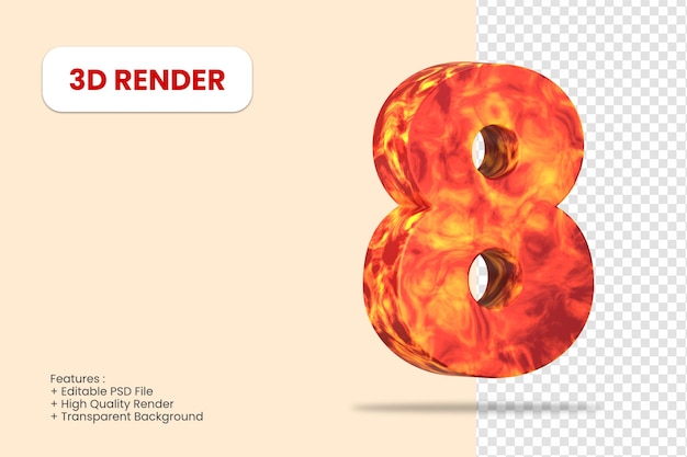 3d render número 8 con textura abstracta aislado