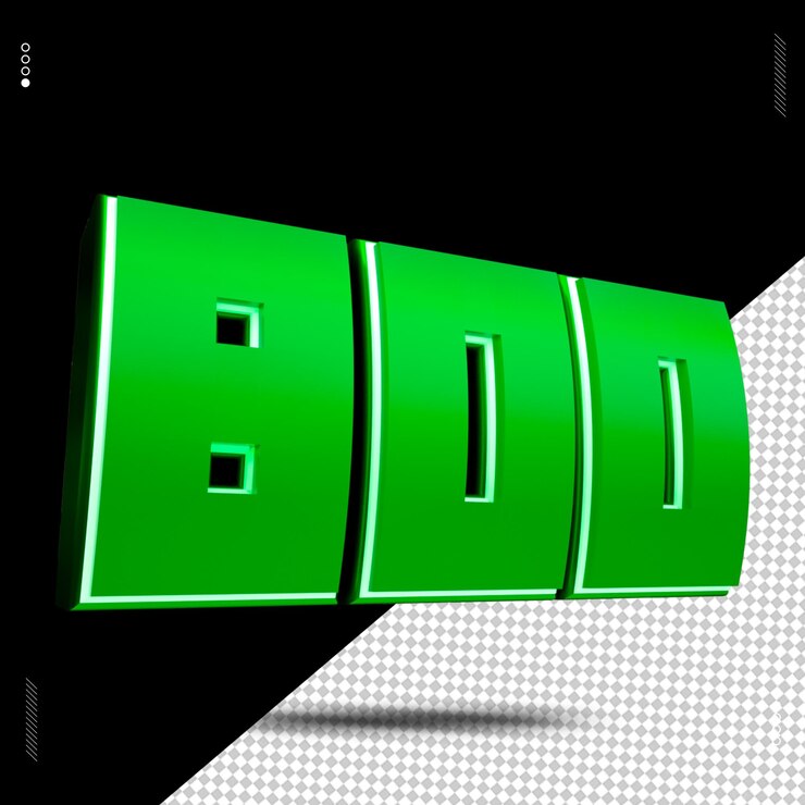 PSD 3d render número 800 fuente verde