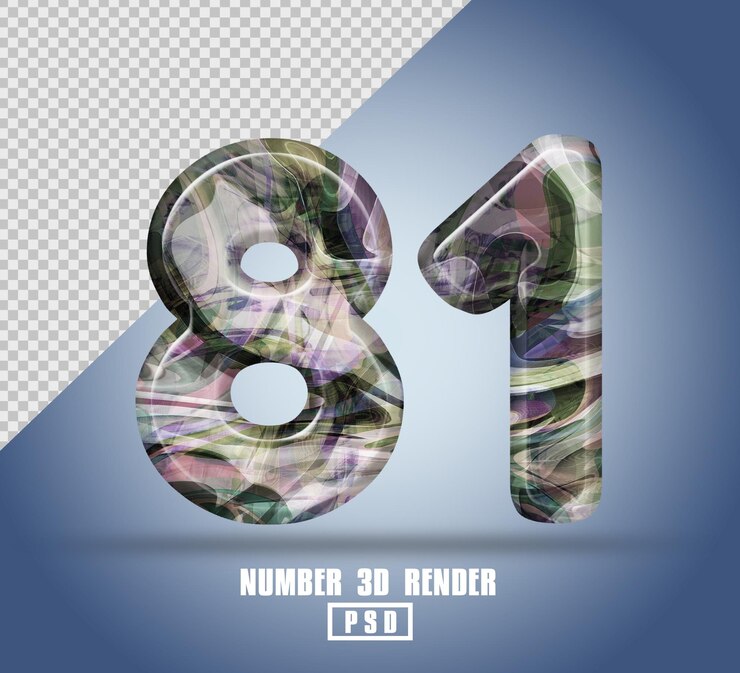 PSD 3d render número 81 con color de textura líquida abstracta