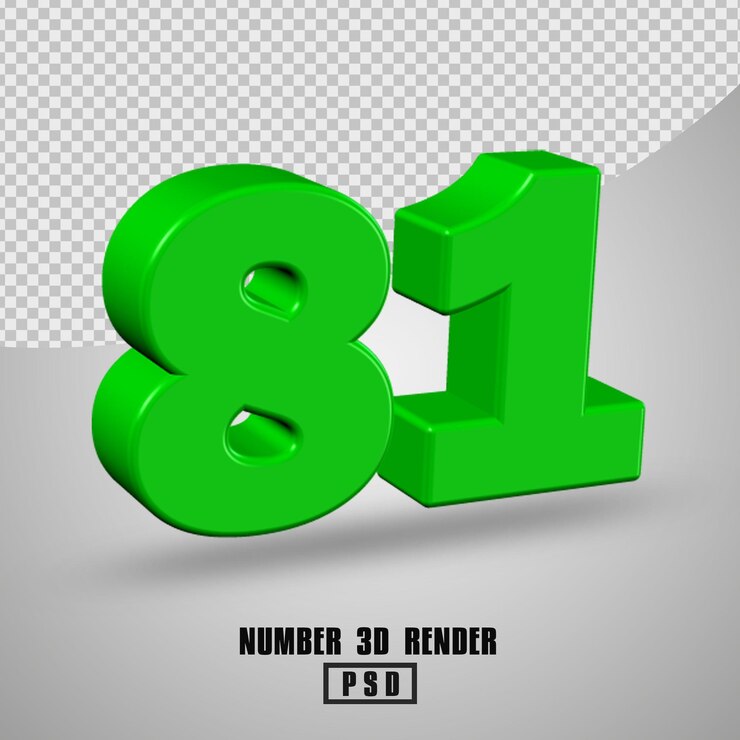 PSD 3d render número 81 color verde