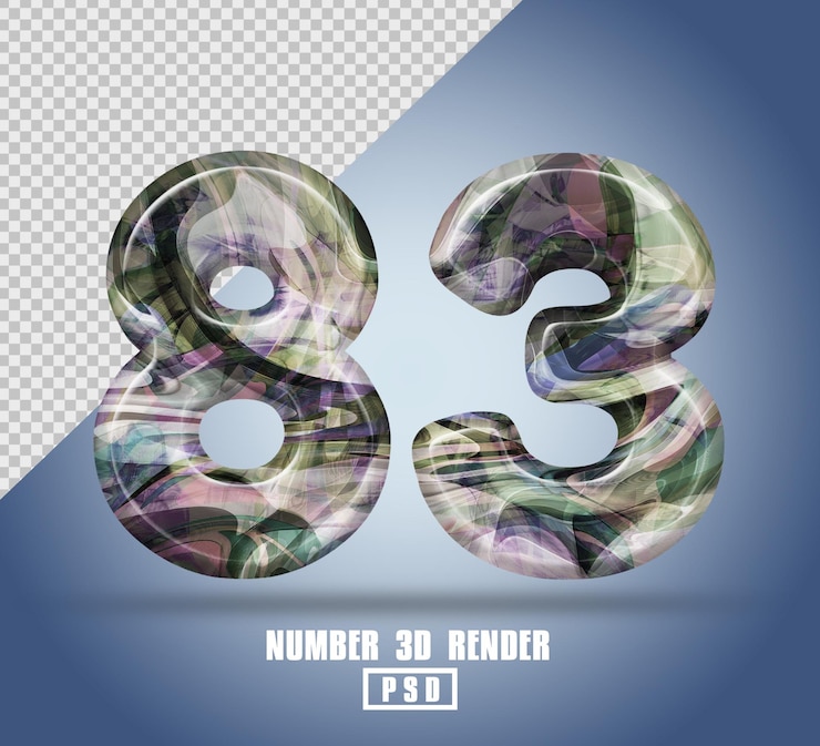 PSD 3d render número 83 con color de textura líquida abstracta