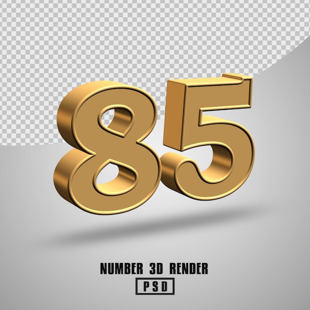 PSD 3d render número 85 estilo de ouro