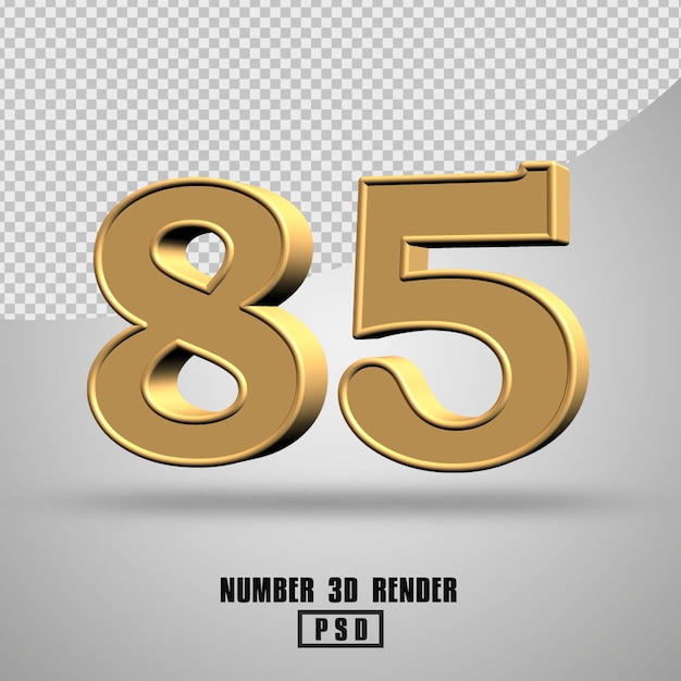 3D render número 85 estilo dorado