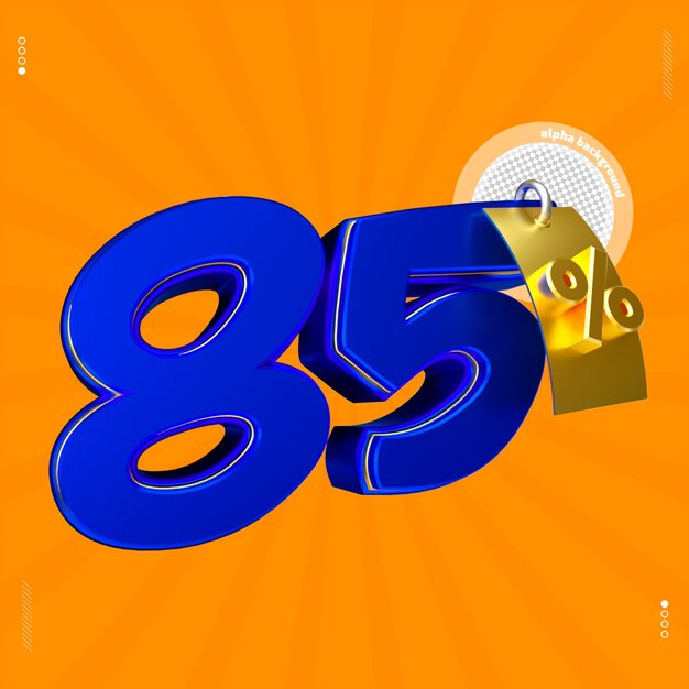 PSD 3d render número 85 fuente azul