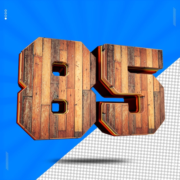 PSD 3d render número 85 fuente madera