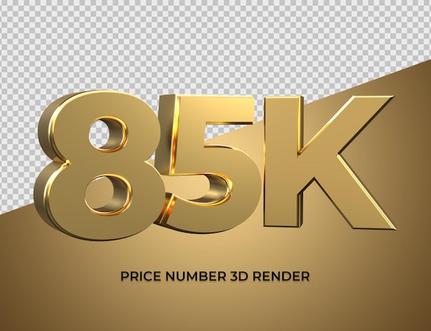 3d render número 85K oro estilo