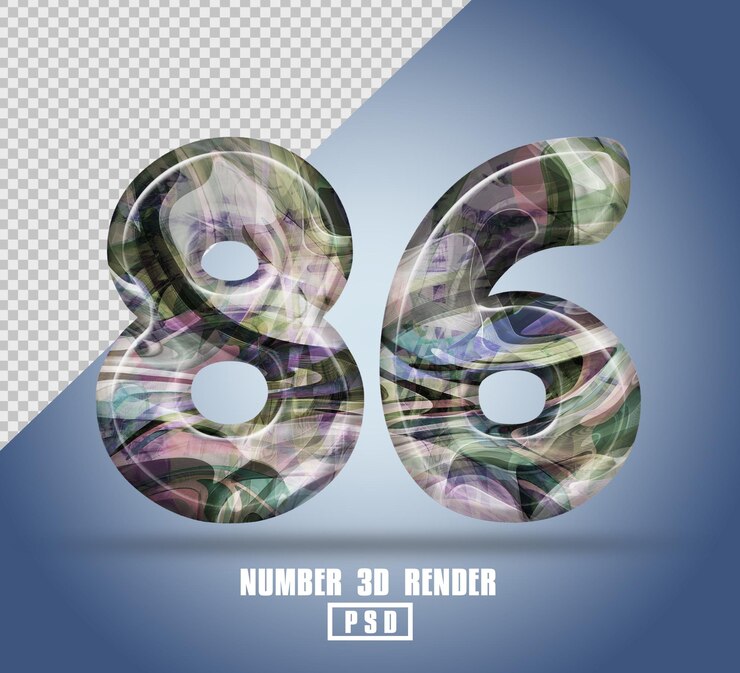 PSD 3d render número 86 con color de textura líquida abstracta