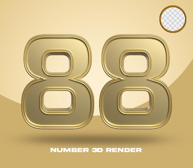 3d render número 88 color dorado