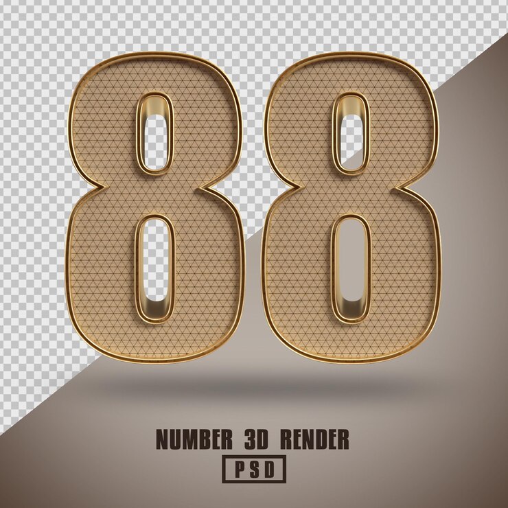 PSD 3d render número 88 estilo madera y oro