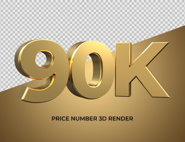 3d render número 90k oro estilo