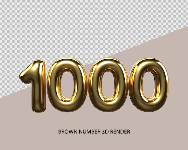 3D Render número 9500 estilo dorado transparente para precio, número de conteo