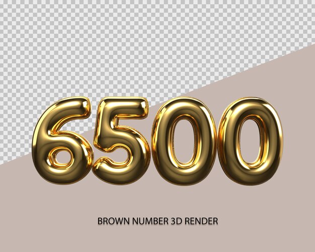 3D Render número 9500 estilo dorado transparente para precio, número de conteo