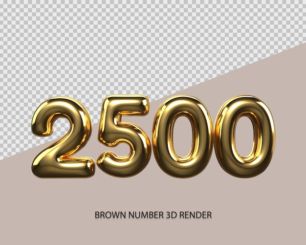 3D Render número 9500 estilo dorado transparente para precio, número de conteo