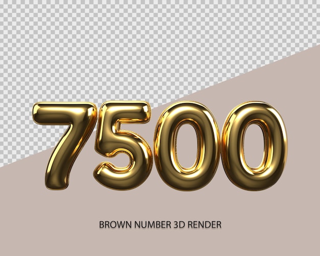 3D Render número 9500 ouro estilo transparente para preço, número de contagem