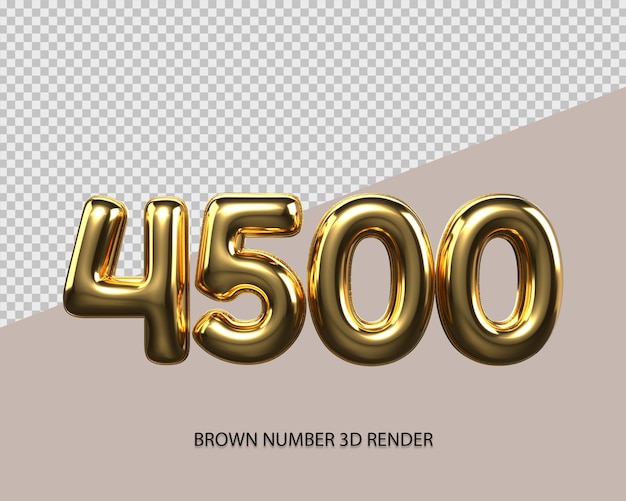 3D Render número 9500 ouro estilo transparente para preço, número de contagem