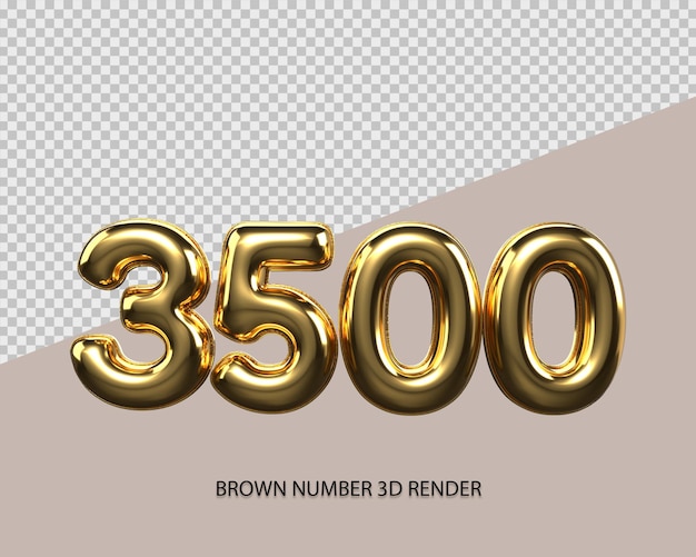3D Render número 9500 ouro estilo transparente para preço, número de contagem
