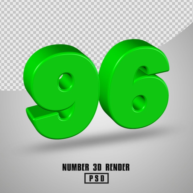 3D RENDER NÚMERO 96 COLOR VERDE
