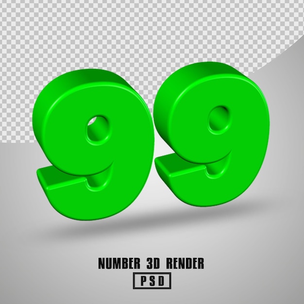 3D RENDER NÚMERO 99 COR VERDE