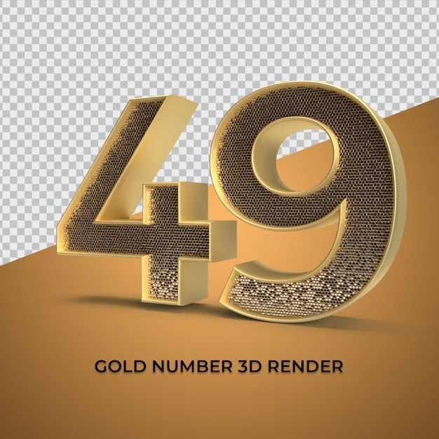 3D Render numero d'oro 49 anni di anniversario di lusso